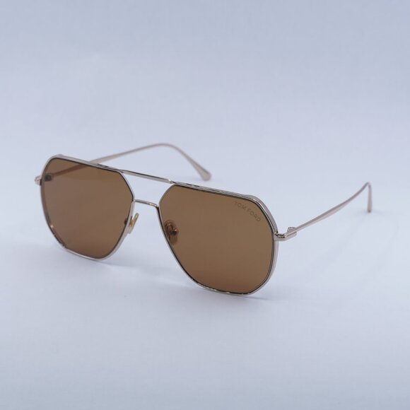 💯 NEW TOM FORD FT0852 28E GILLES 02 SHINY ROSE GOLD/BROWN SUNGLASSES